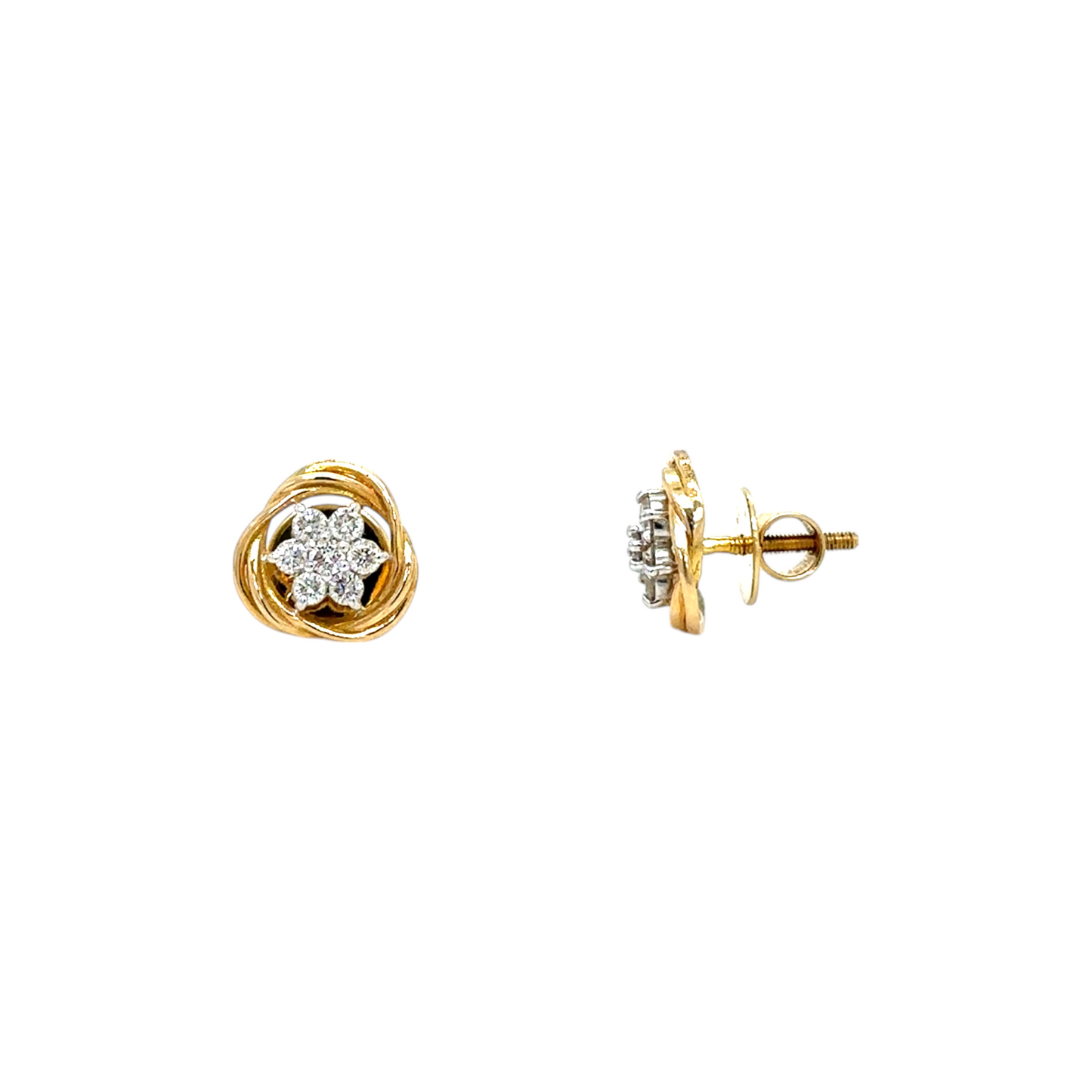 Golden Bloom Diamond Cluster Studs
