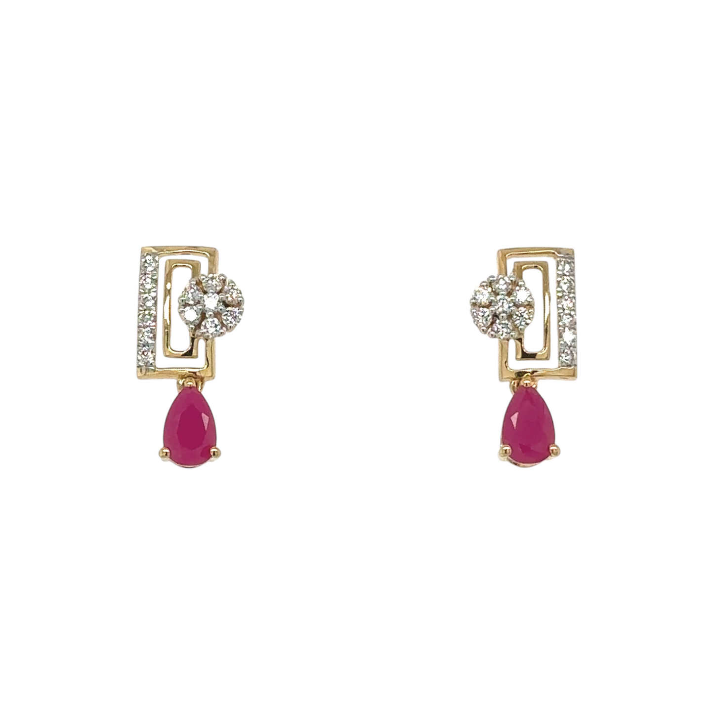 Gold Diamond and Ruby Pendant Set