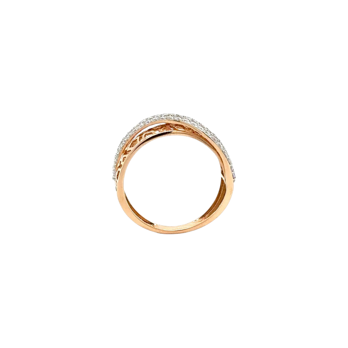 Intricate Diamond Crossover Ring