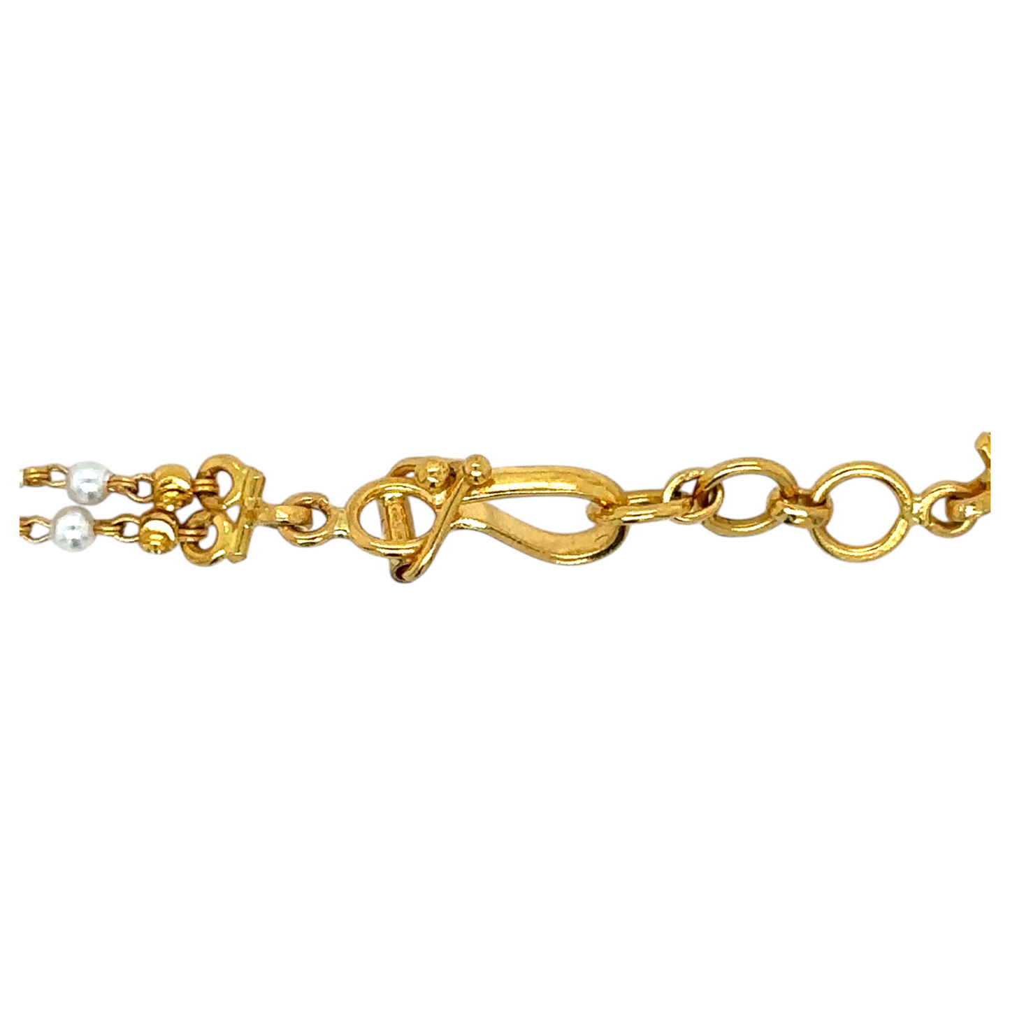 Gold and Pearl Dual-Strand Bracelet