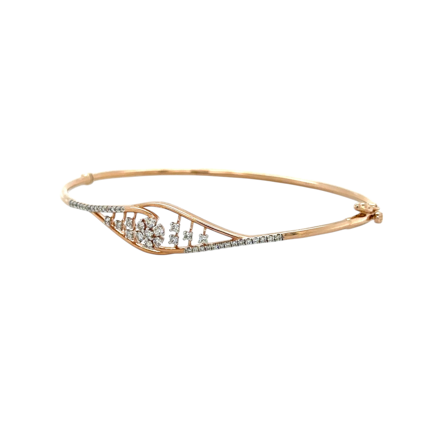 Graceful Rose Gold Diamond Floral Bracelet