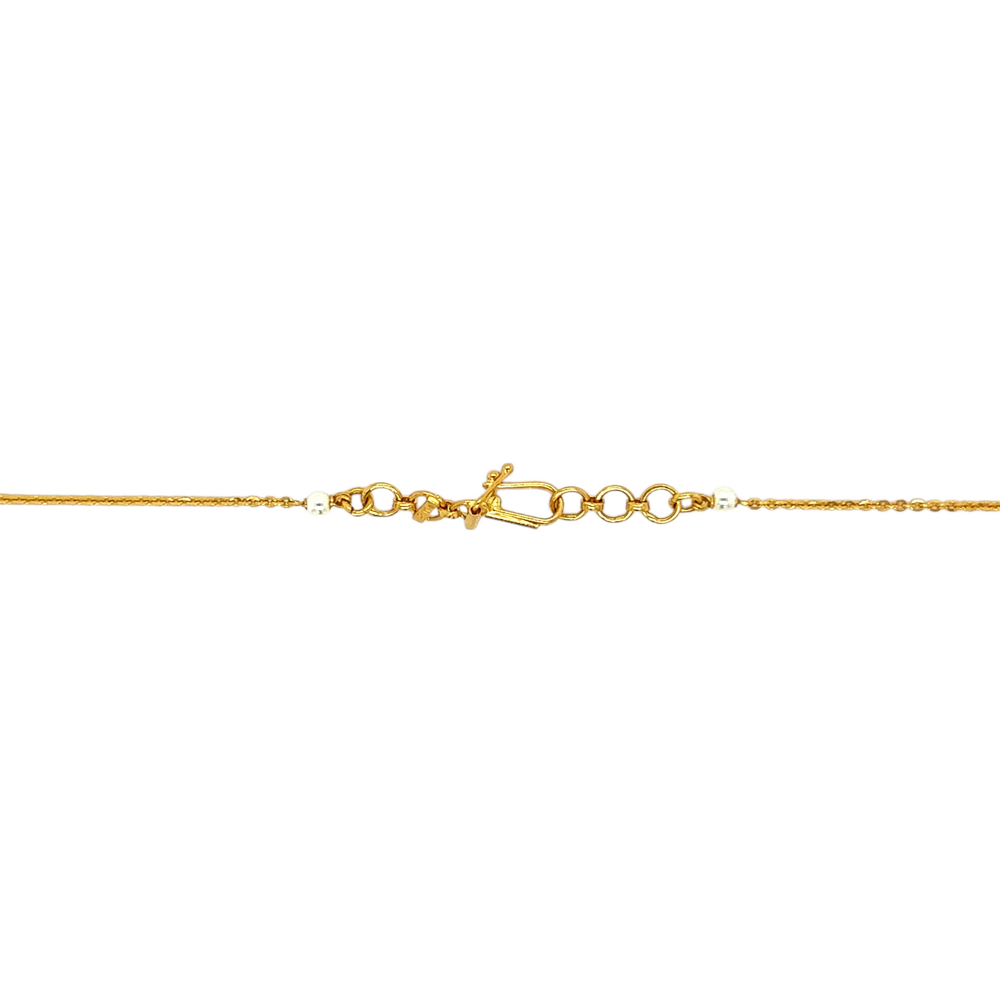 Gold Chain with Colorful Gemstone and Pearl Accents