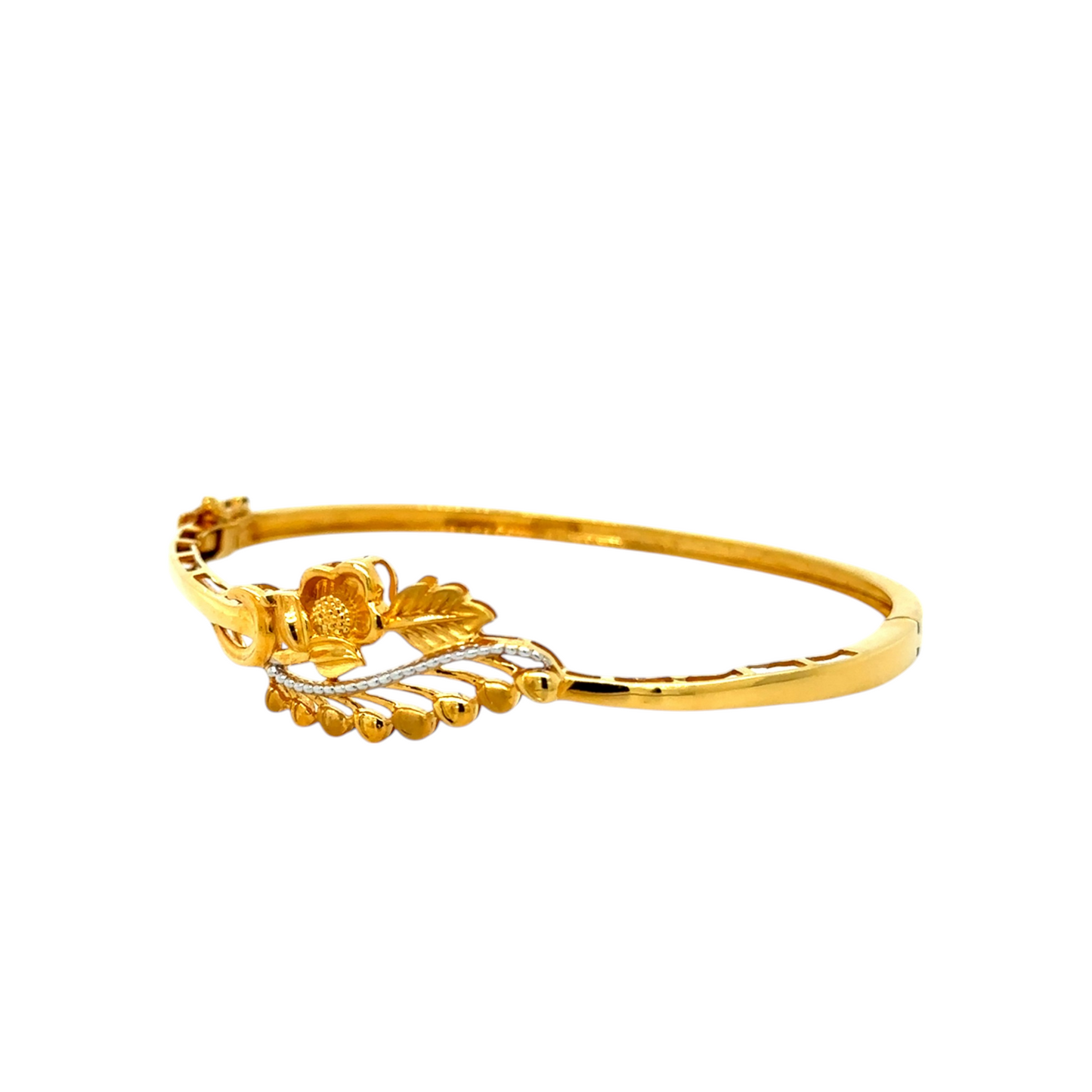 Floral Gold Bracelet with Elegant Leaf Motif