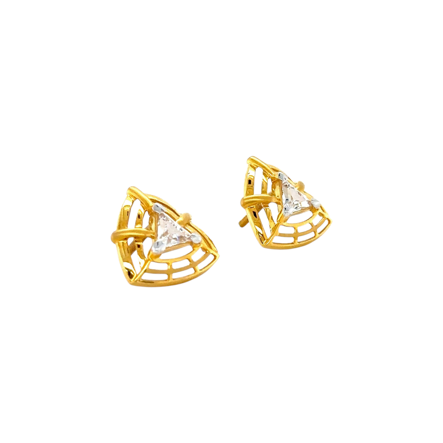 Trinity Frame Gold Stud Earrings