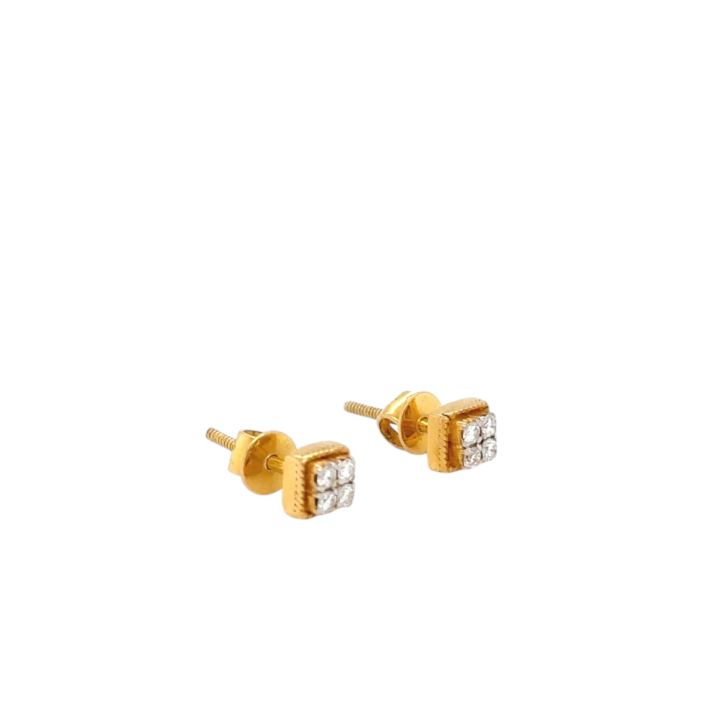 Classic Gold and Diamond Square Studs