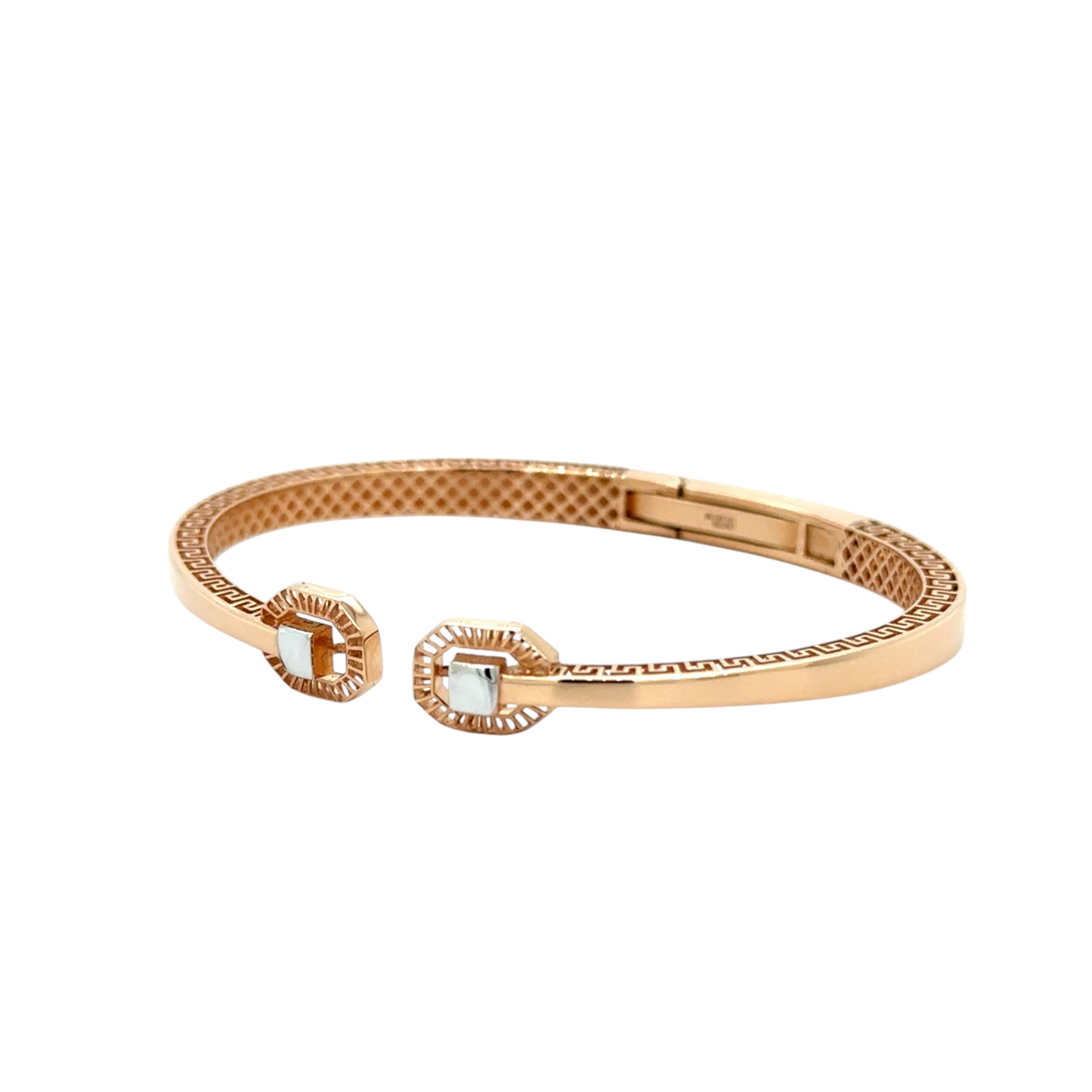 Gold Open Cuff Bracelet with Geometric Accents