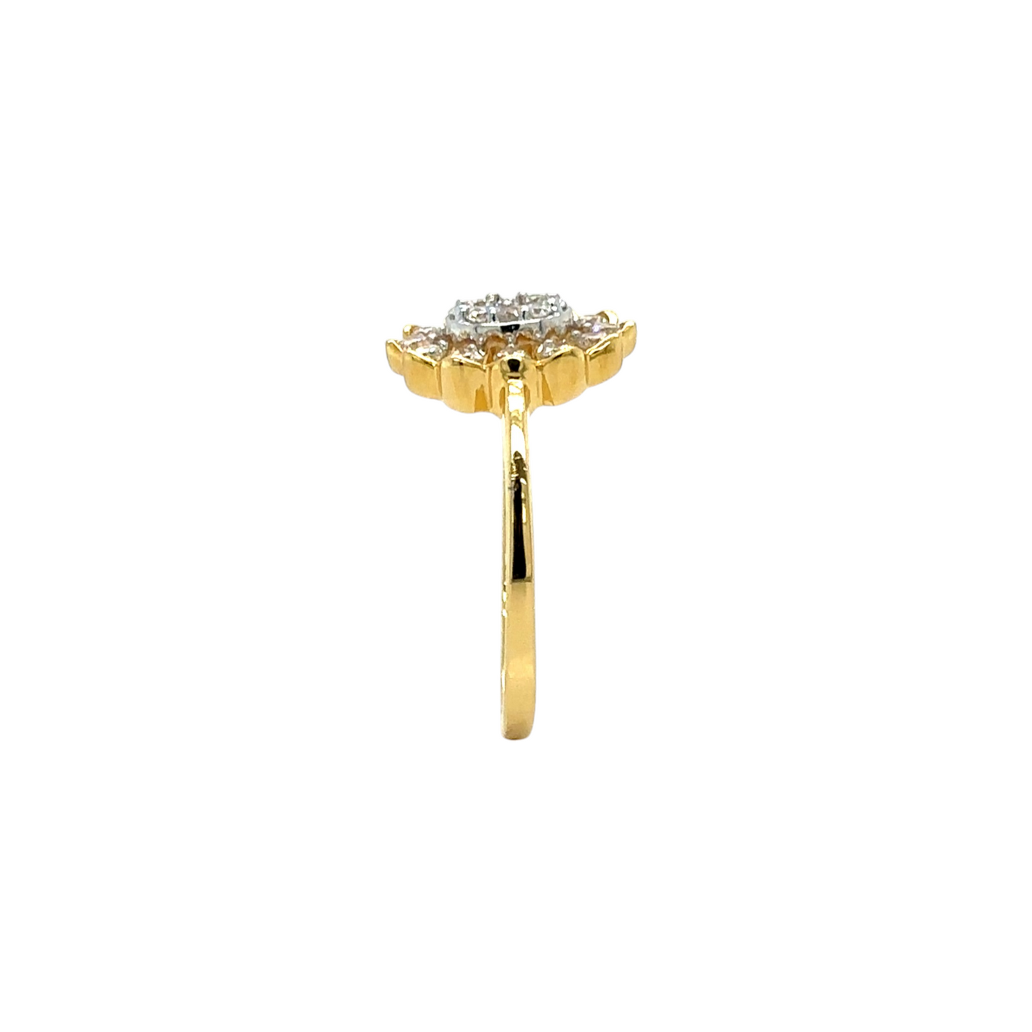 Dazzling Floral Diamond Ring in Gold Finish