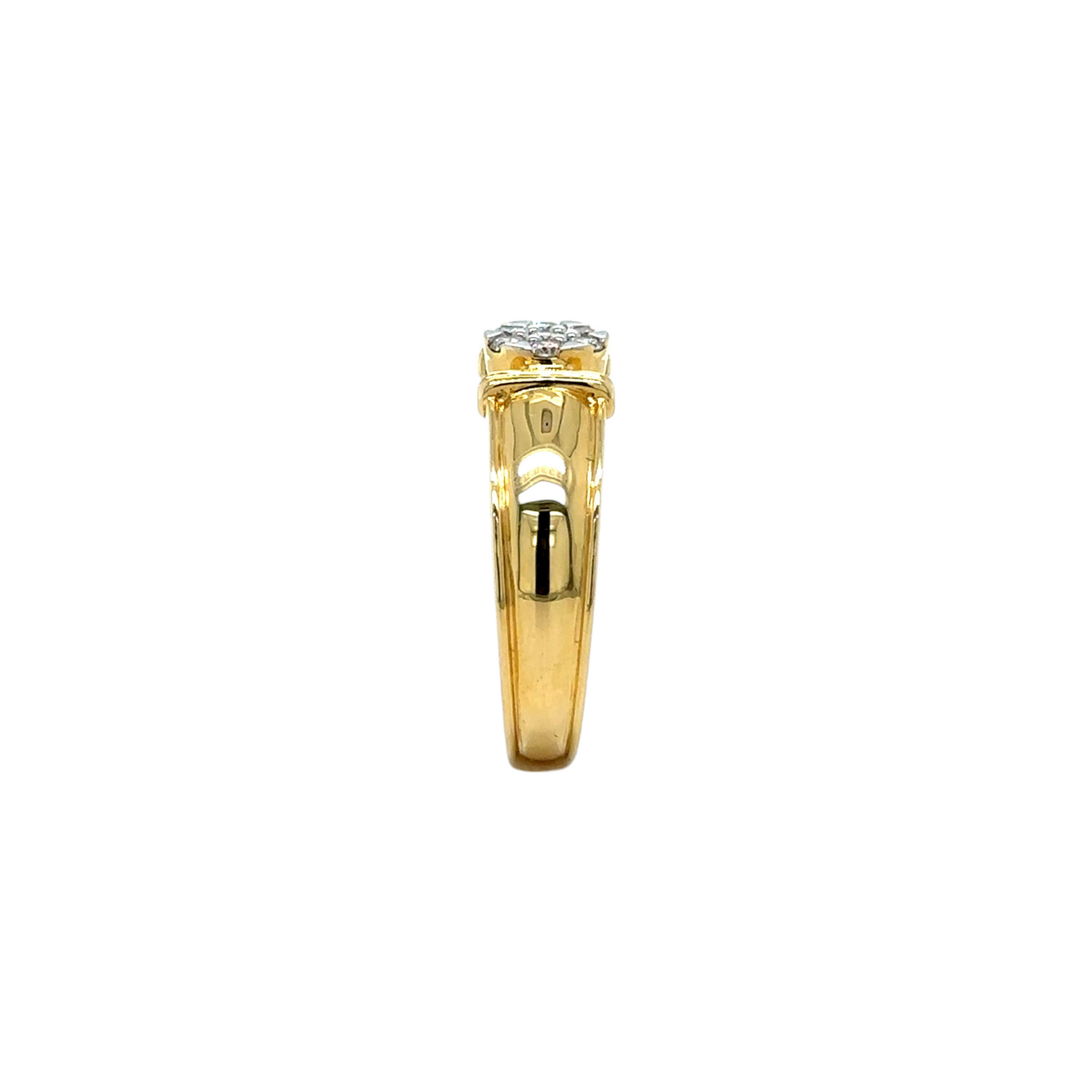 Classic Diamond Men's Ring with Polished Gold Band