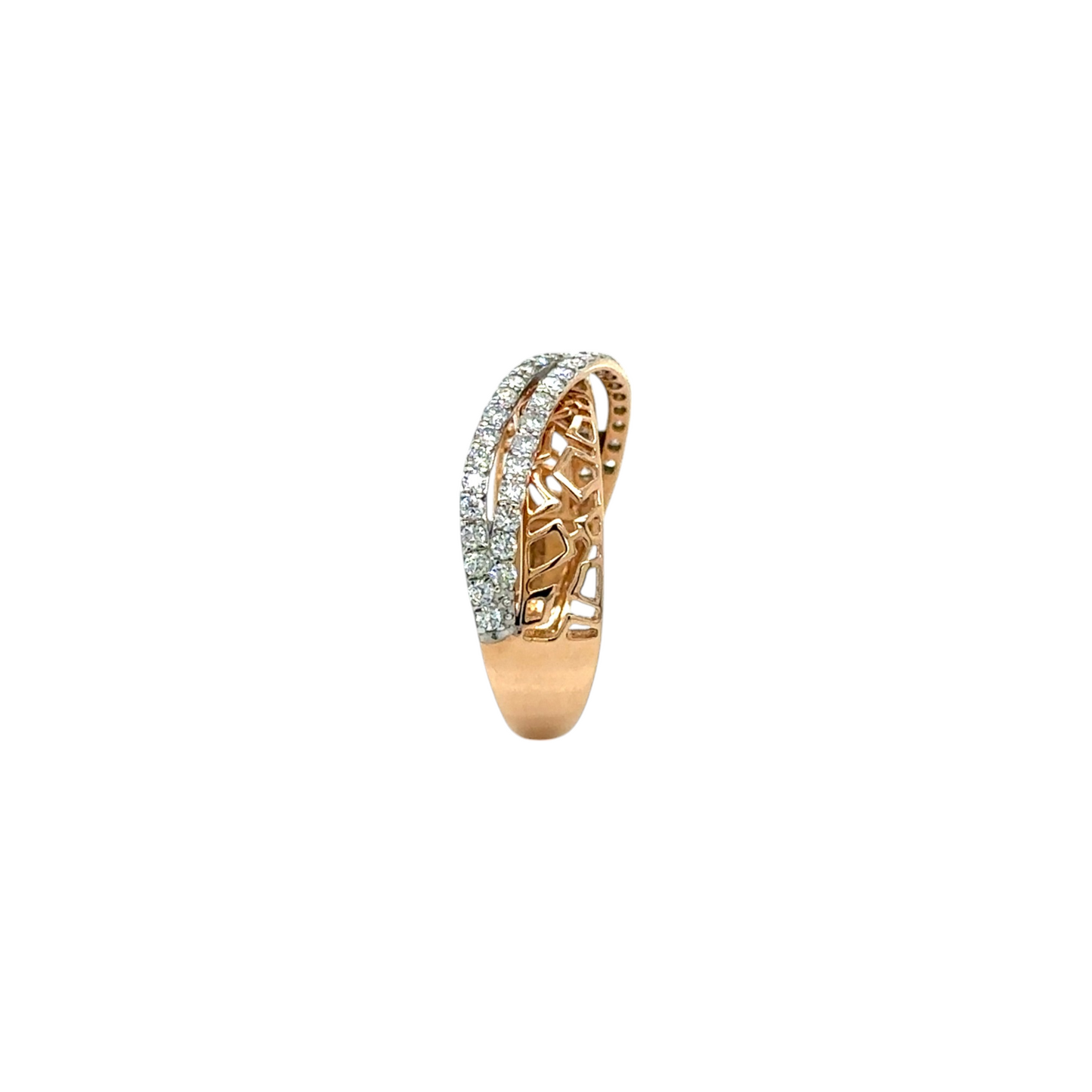 Intricate Diamond Crossover Ring
