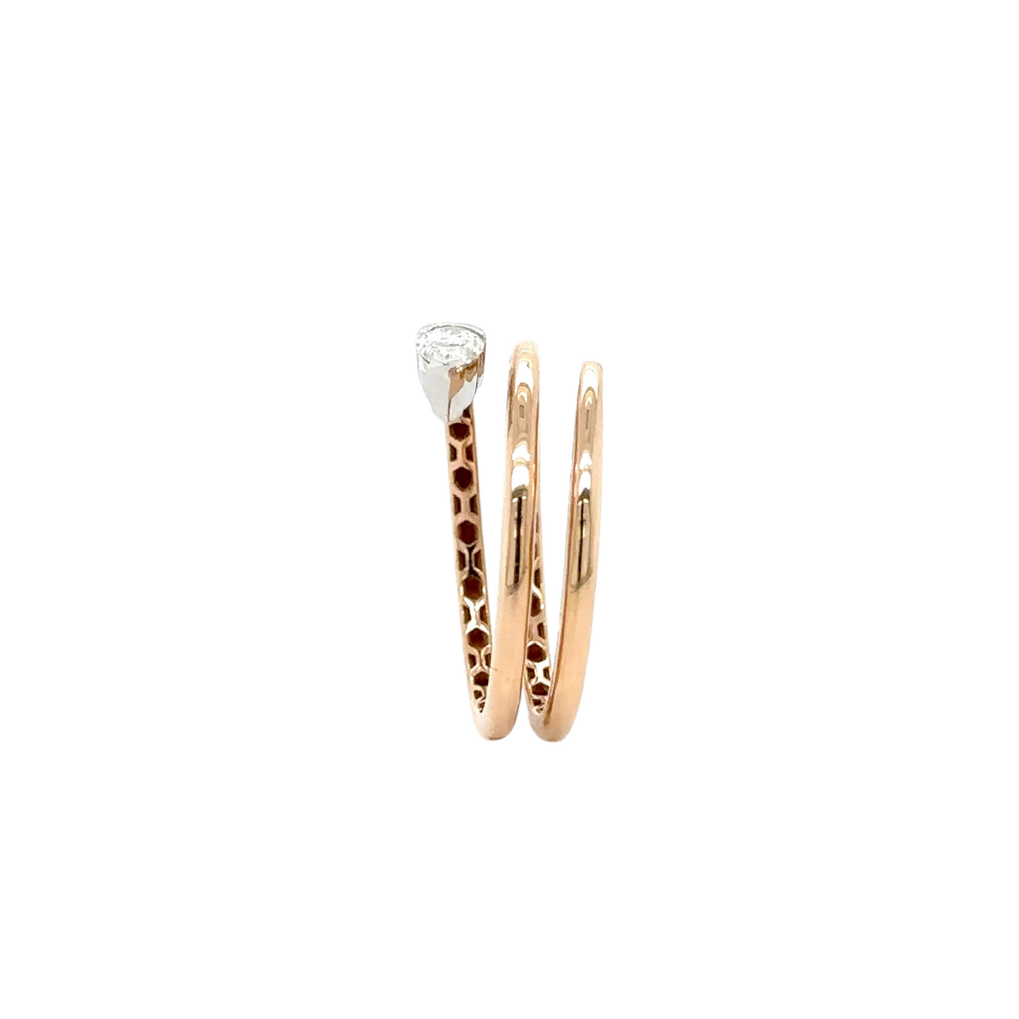 Elegant Pear-Cut Diamond Rose Gold Wrap Ring
