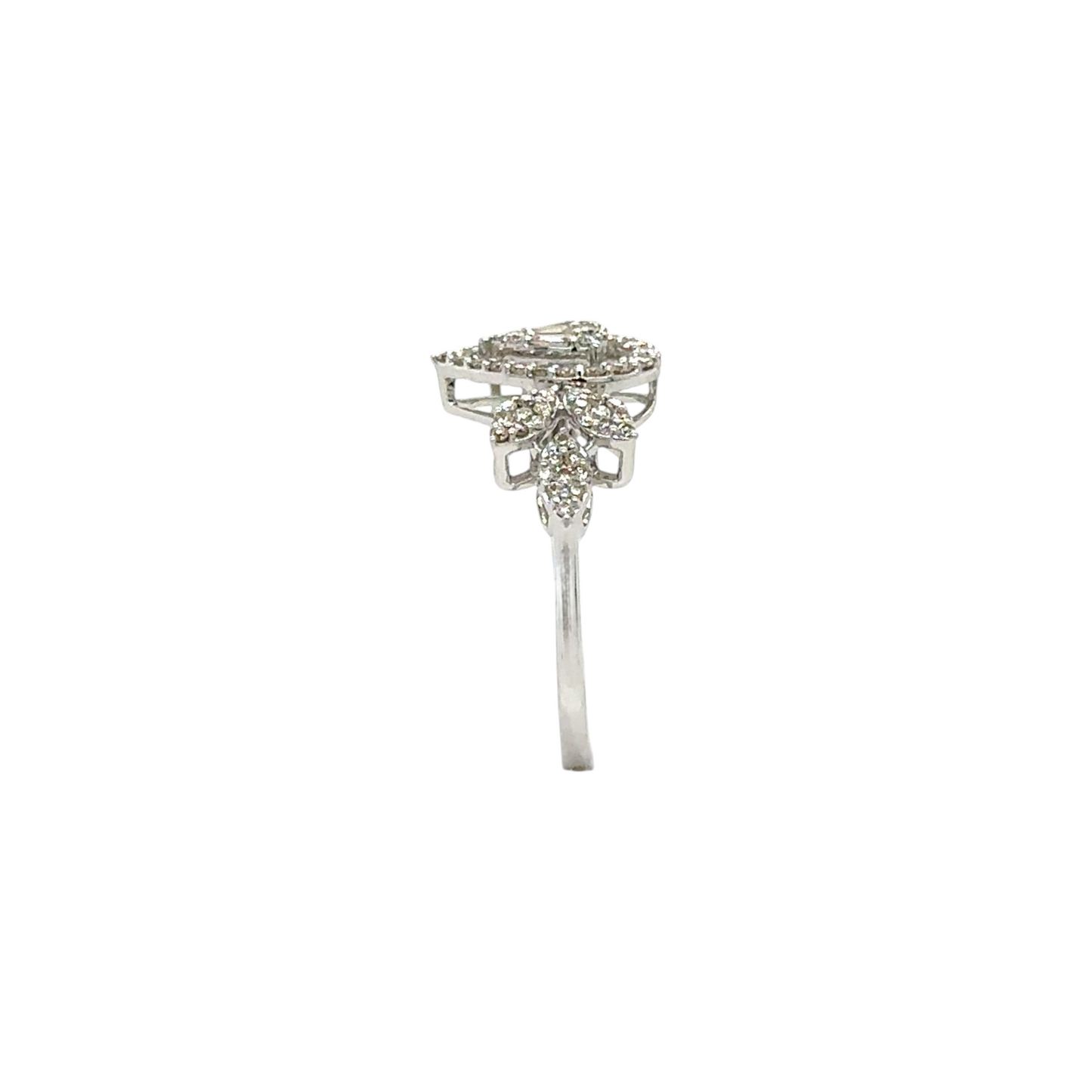 Leafy Diamond Teardrop Ring