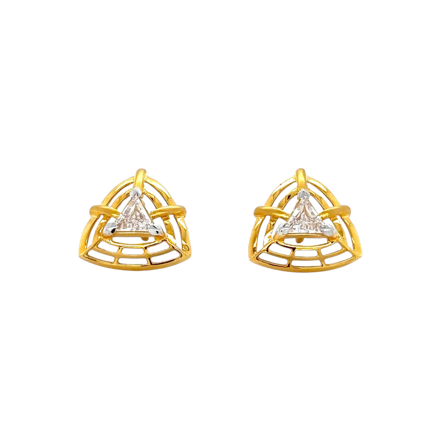 Trinity Frame Gold Stud Earrings