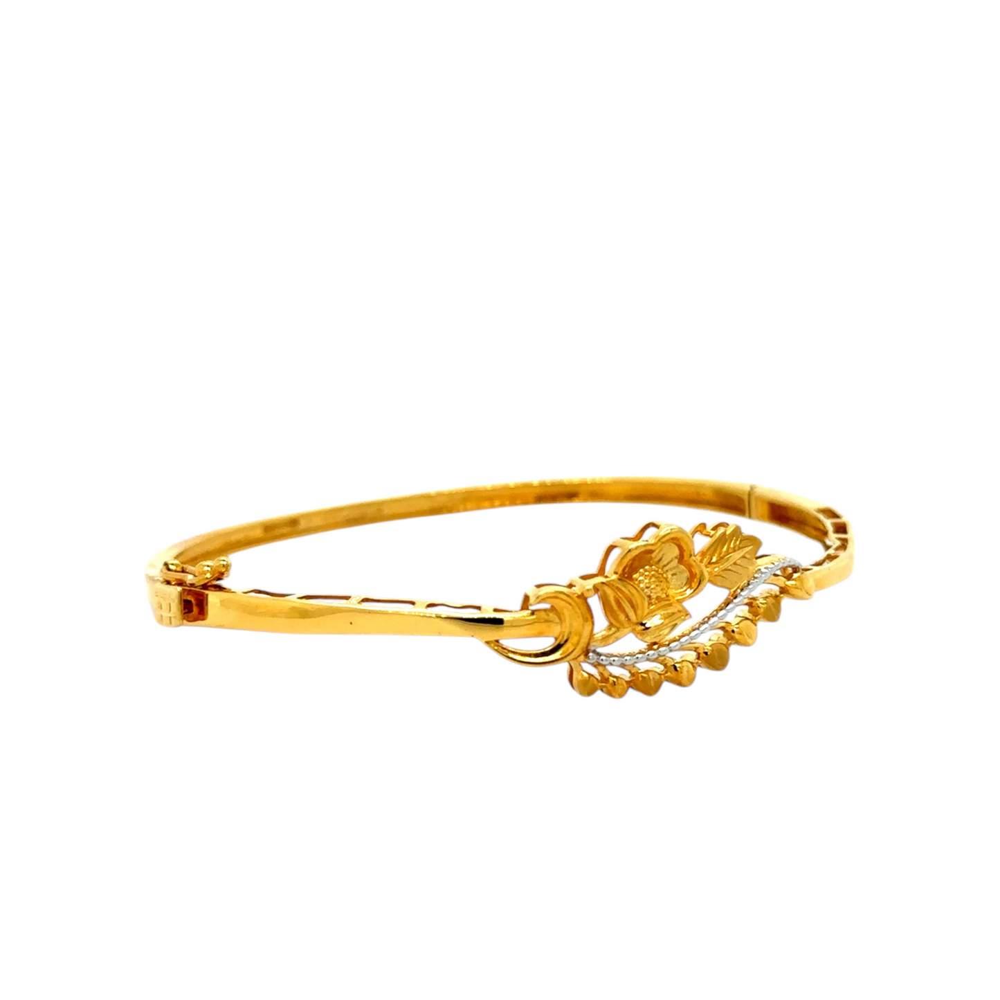 Floral Gold Bracelet with Elegant Leaf Motif