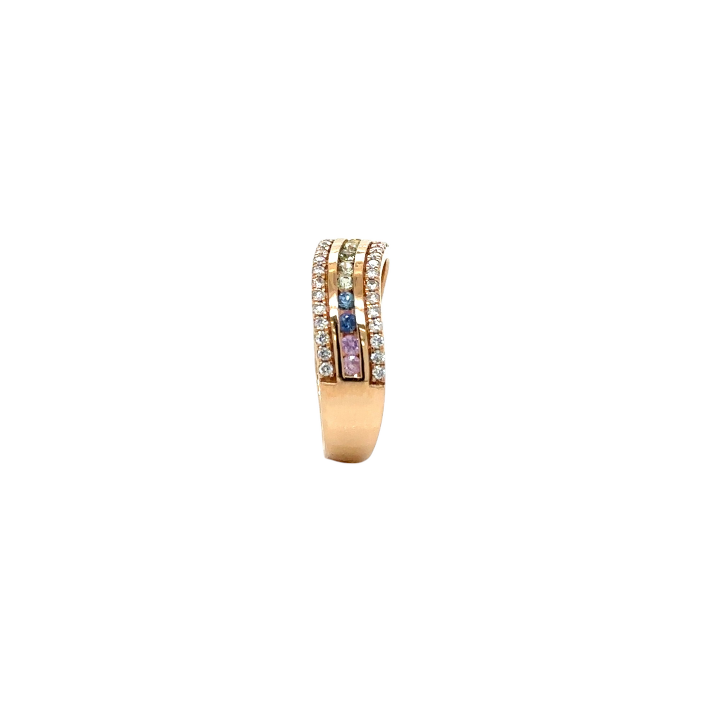 Rainbow Gemstone Band with Diamond Accents