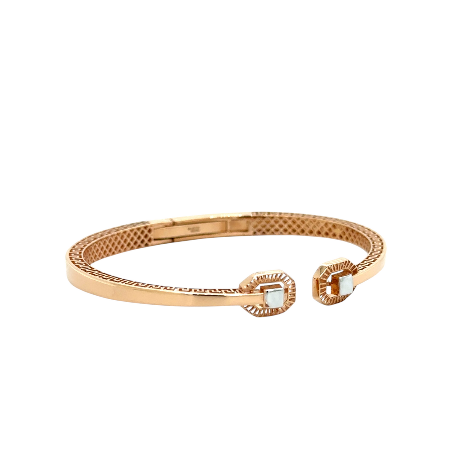 Gold Open Cuff Bracelet with Geometric Accents
