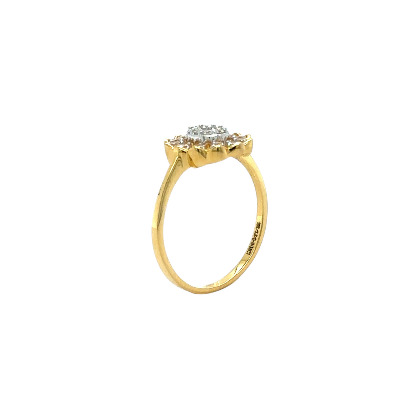 Dazzling Floral Diamond Ring in Gold Finish