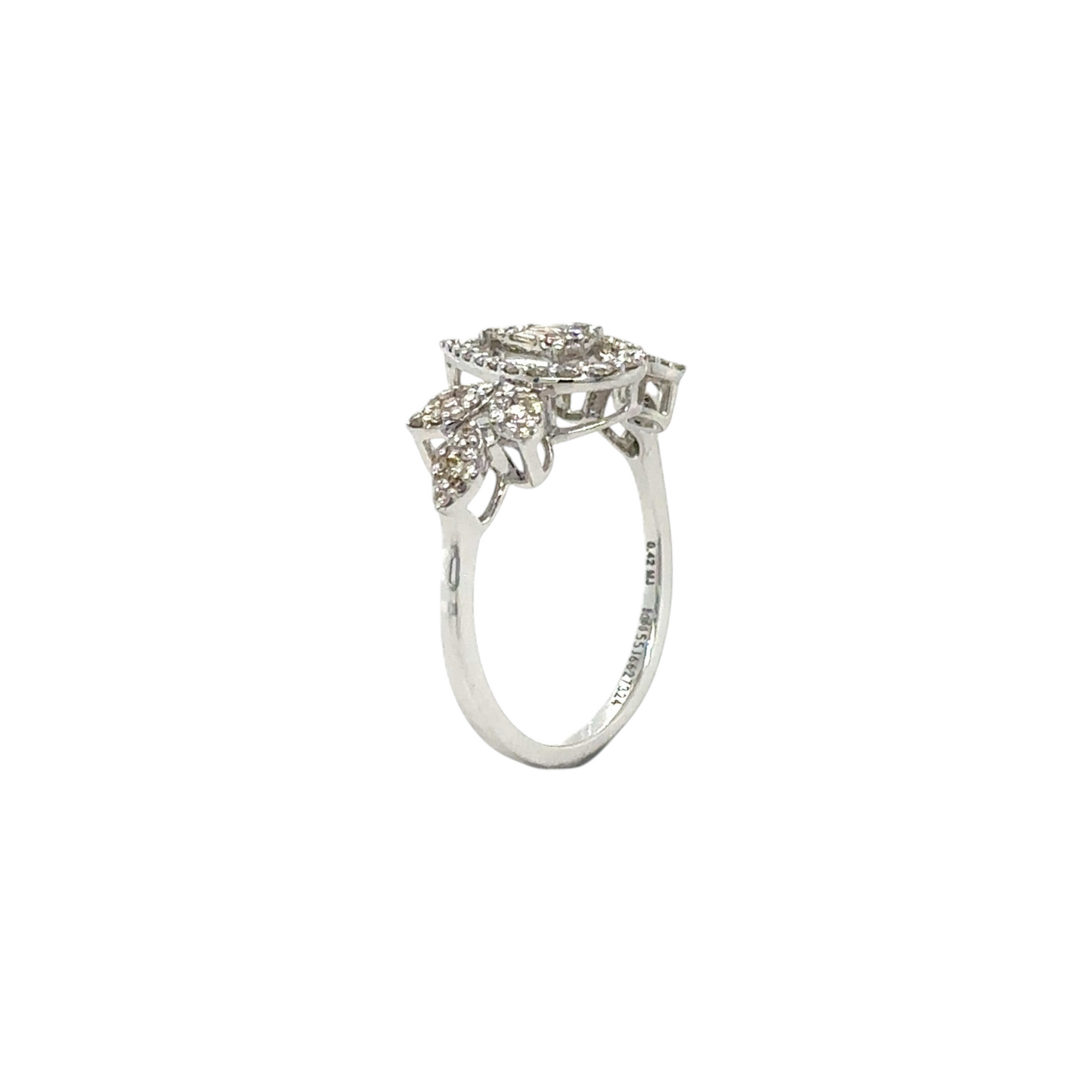 Leafy Diamond Teardrop Ring