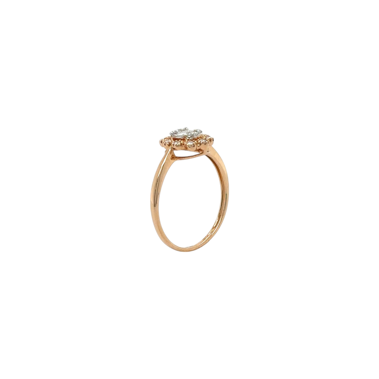 Vintage Floral Halo with Baguette Diamond Ring