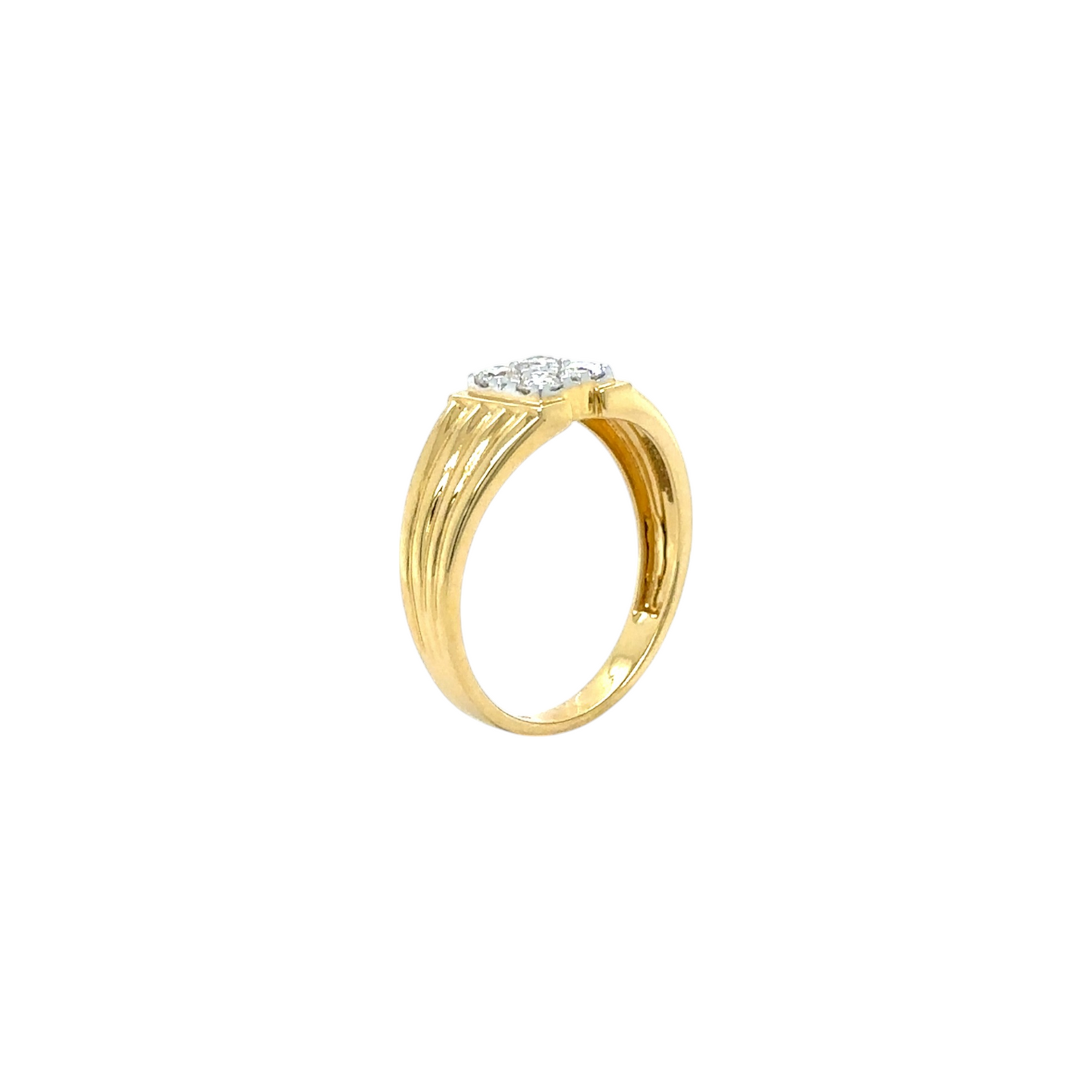 Bold Gold Men's Ring with Quad Diamond Setting