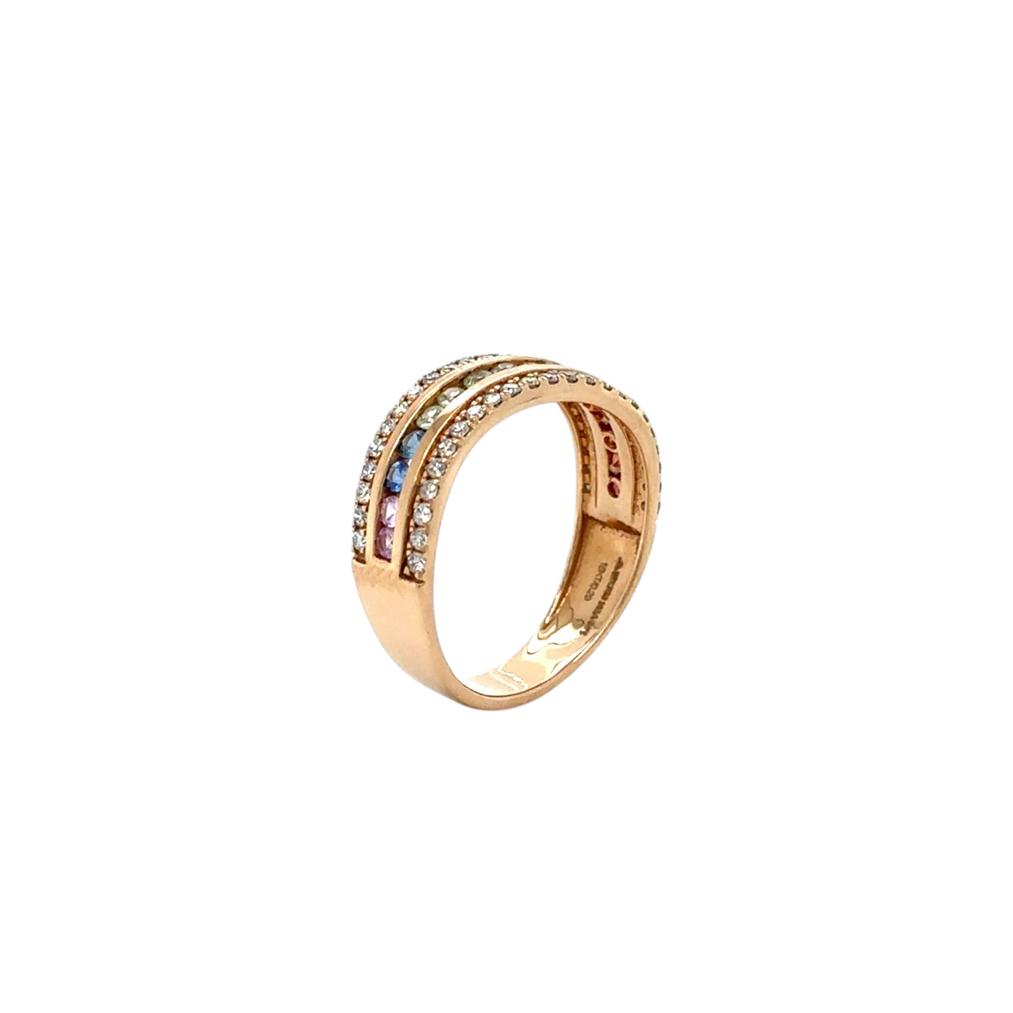 Rainbow Gemstone Band with Diamond Accents
