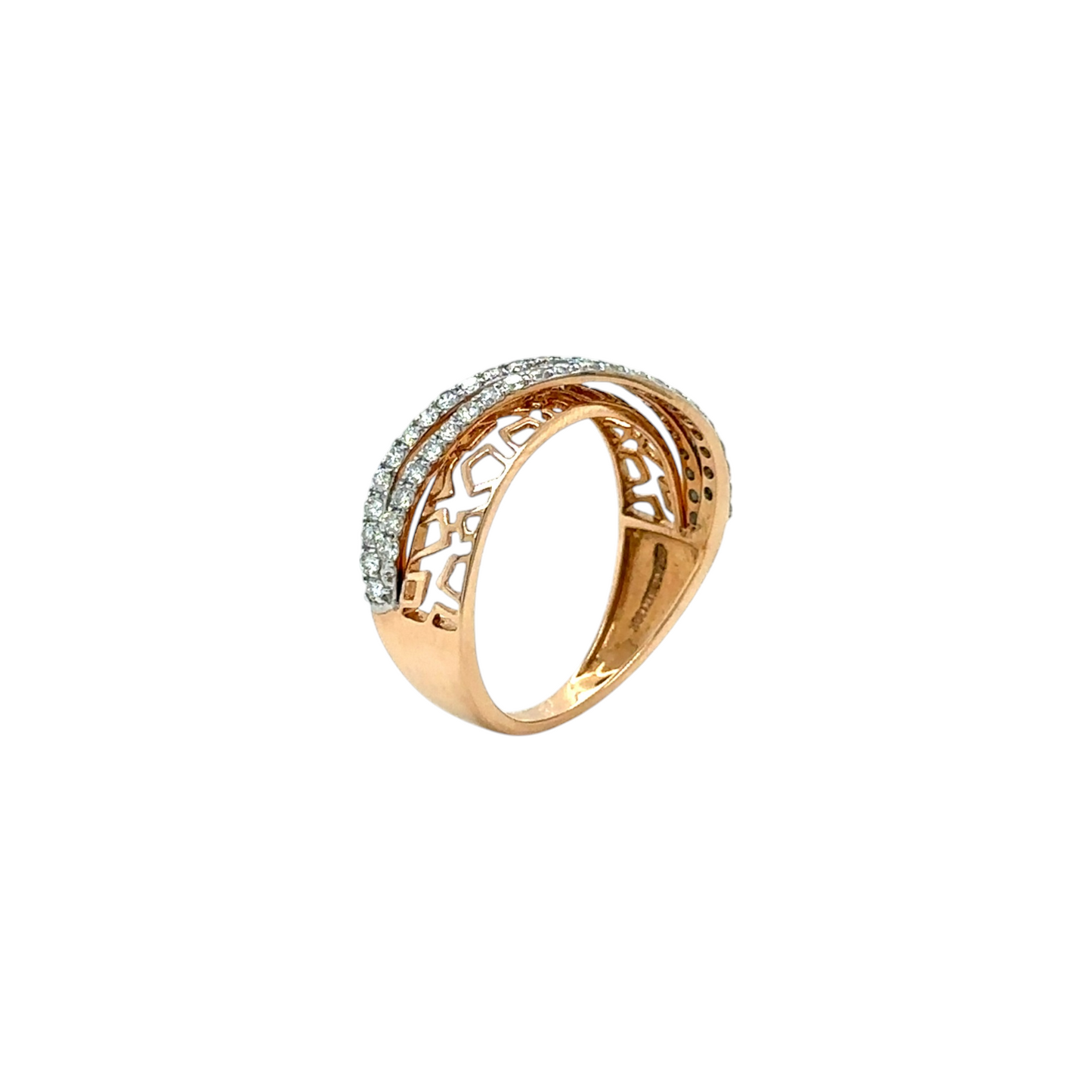 Intricate Diamond Crossover Ring