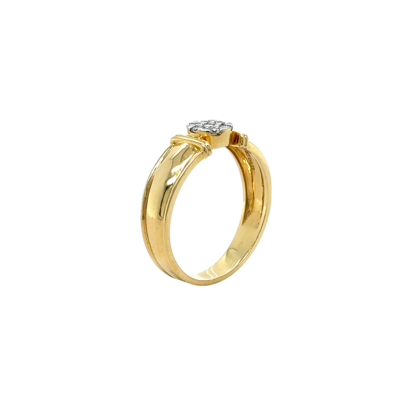 Classic Diamond Men's Ring with Polished Gold Band