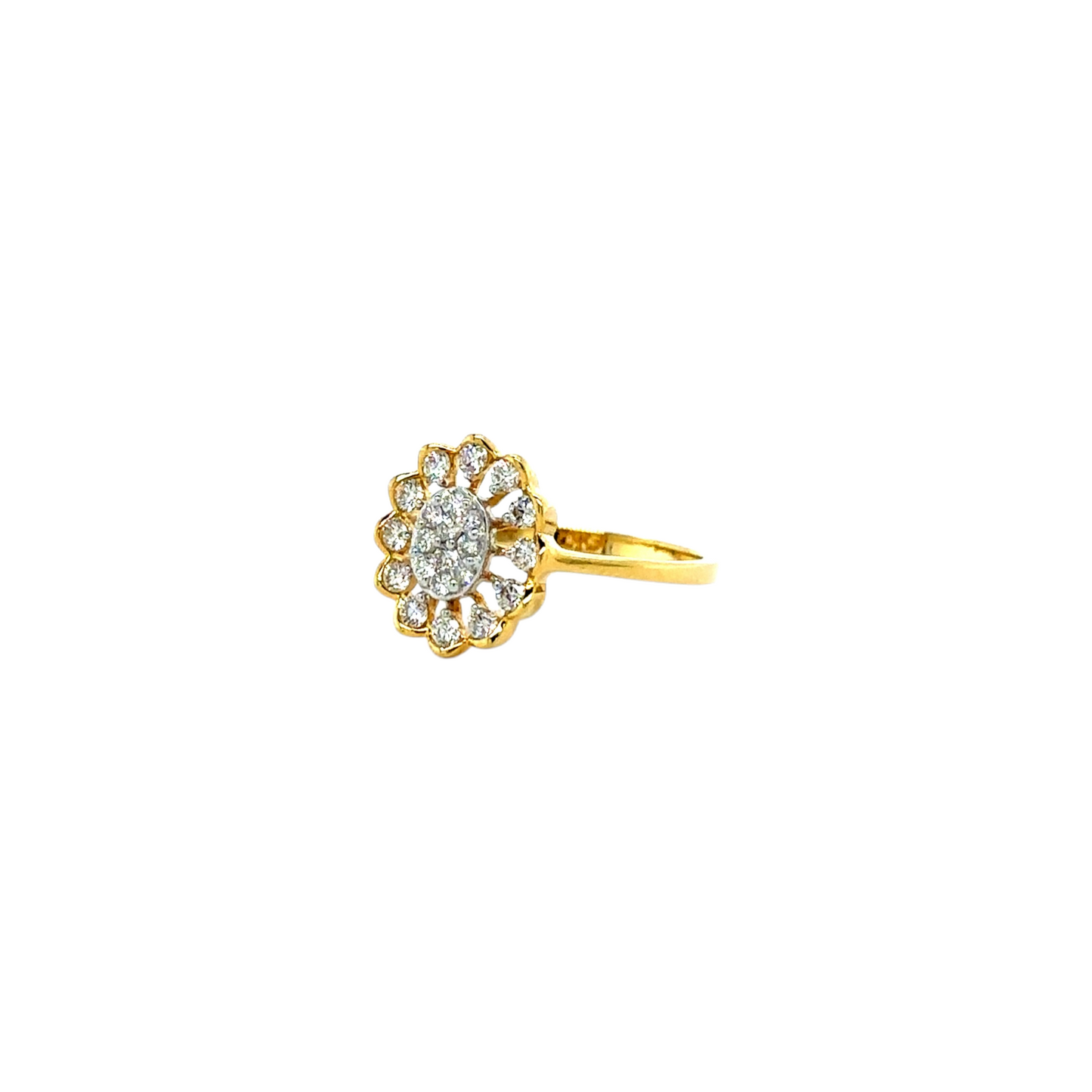 Dazzling Floral Diamond Ring in Gold Finish