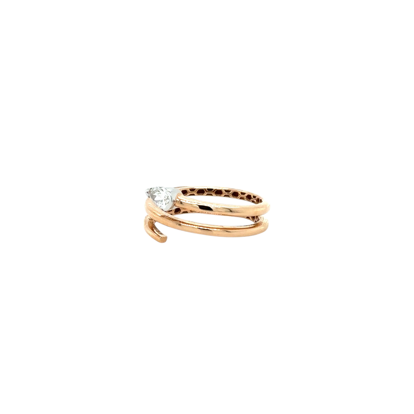 Elegant Pear-Cut Diamond Rose Gold Wrap Ring