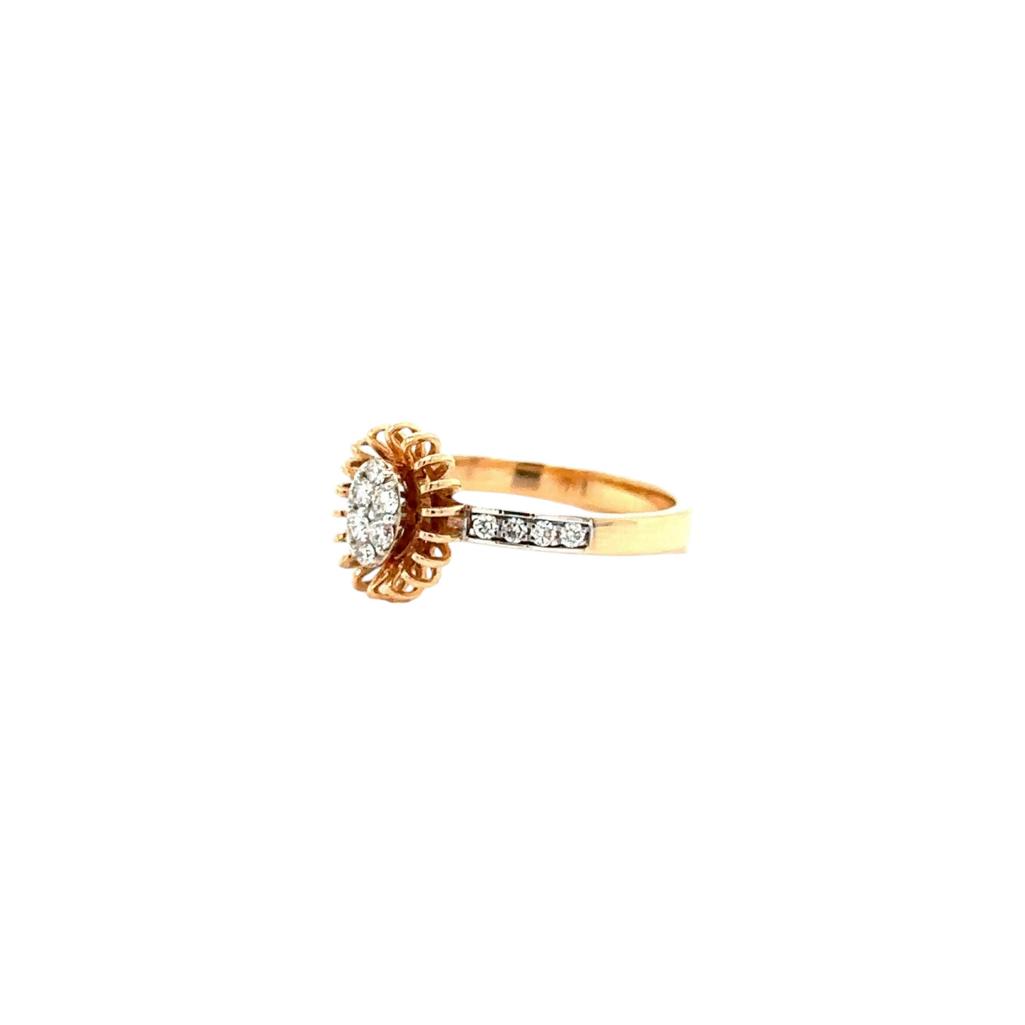 Sunburst Diamond Halo Ring