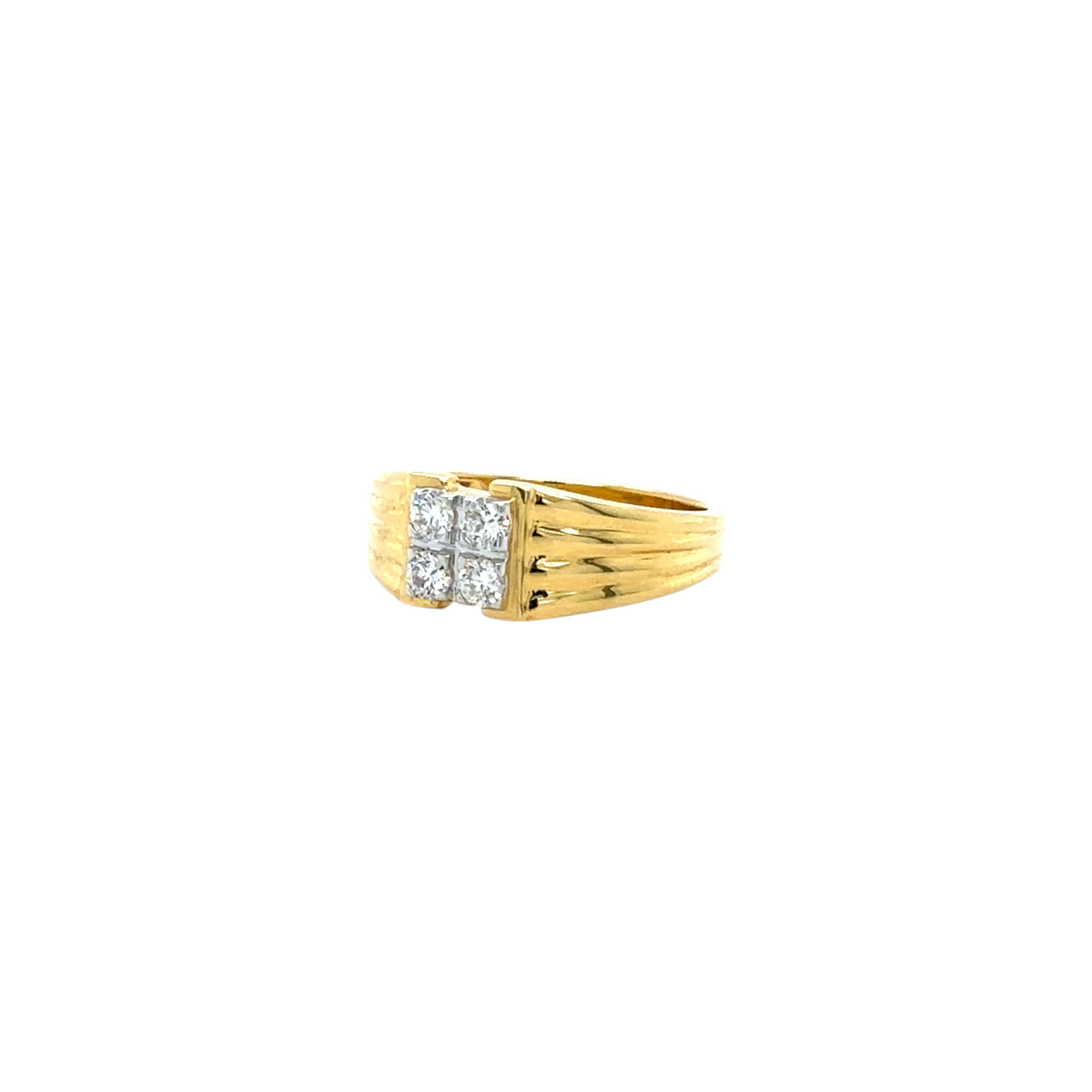 Bold Gold Men's Ring with Quad Diamond Setting