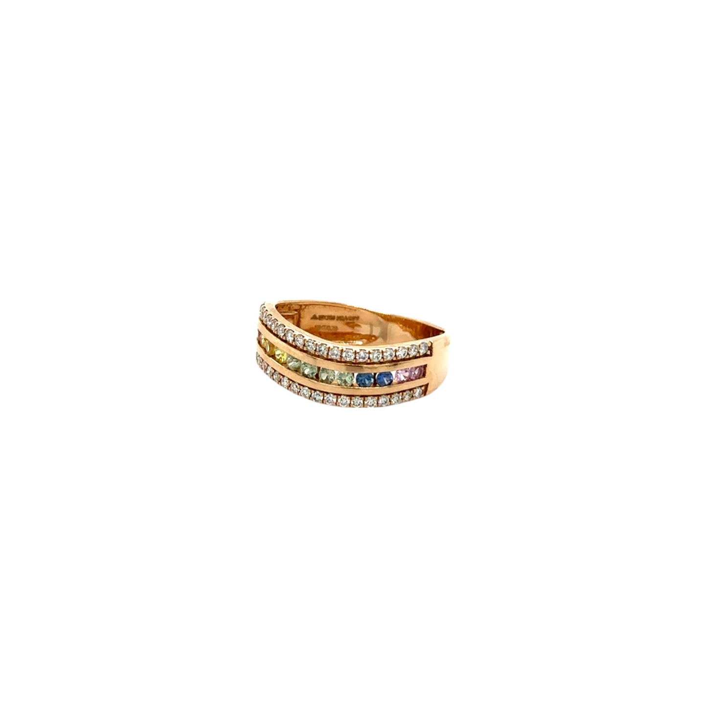 Rainbow Gemstone Band with Diamond Accents