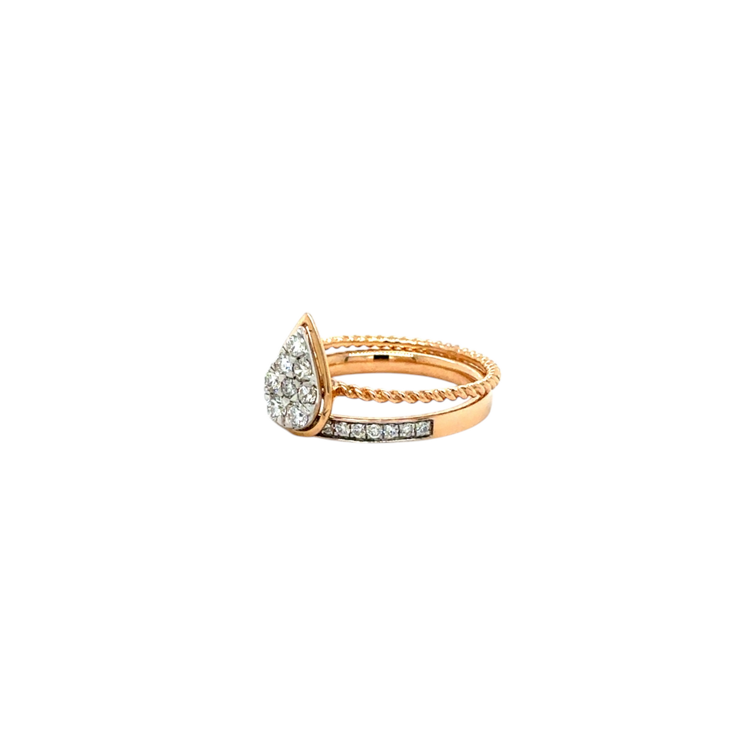 Chic Diamond Stacking Rings with Pear-Cut Accent