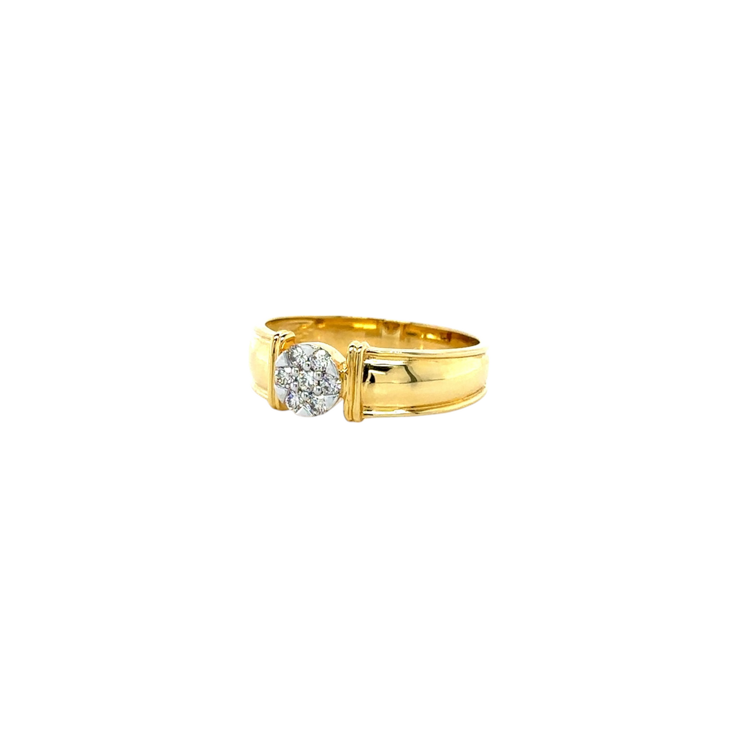 Classic Diamond Men's Ring with Polished Gold Band