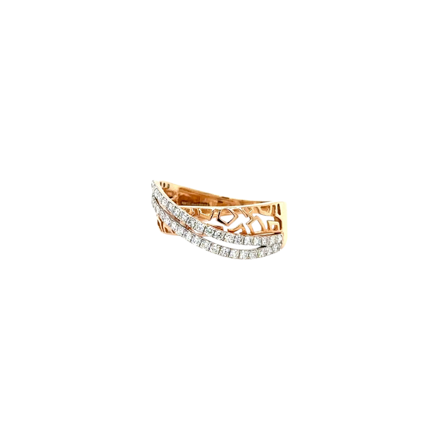 Intricate Diamond Crossover Ring