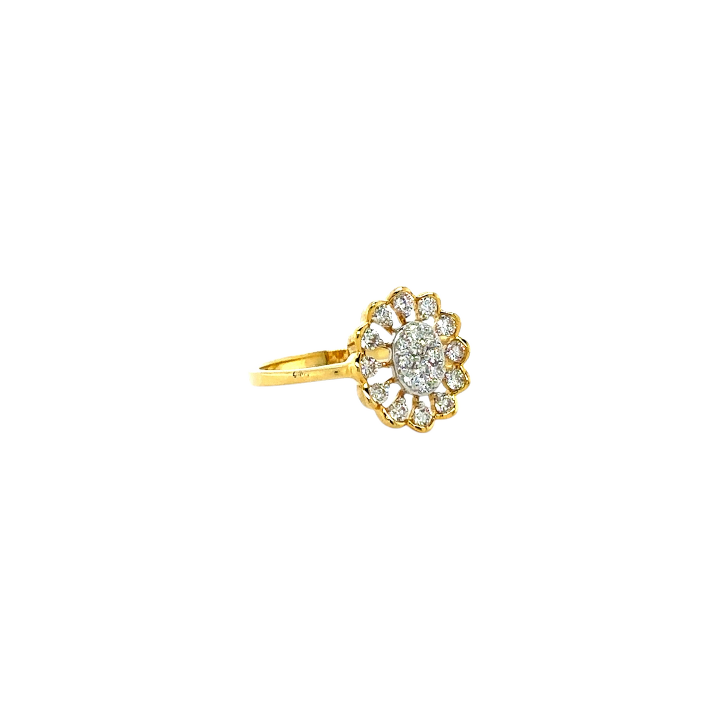 Dazzling Floral Diamond Ring in Gold Finish