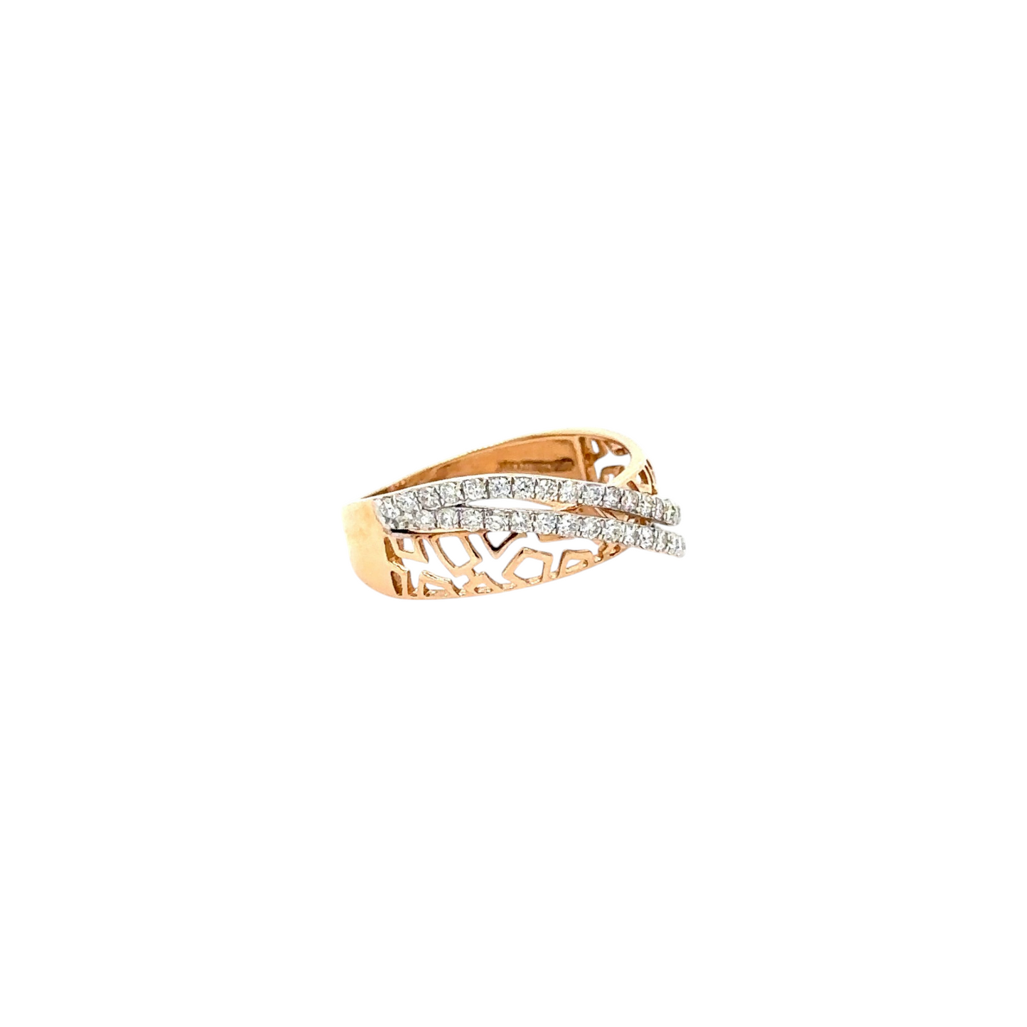 Intricate Diamond Crossover Ring