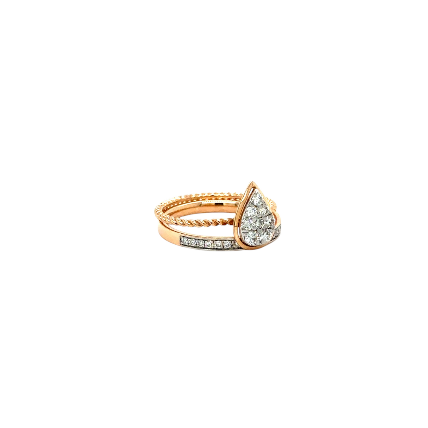 Chic Diamond Stacking Rings with Pear-Cut Accent
