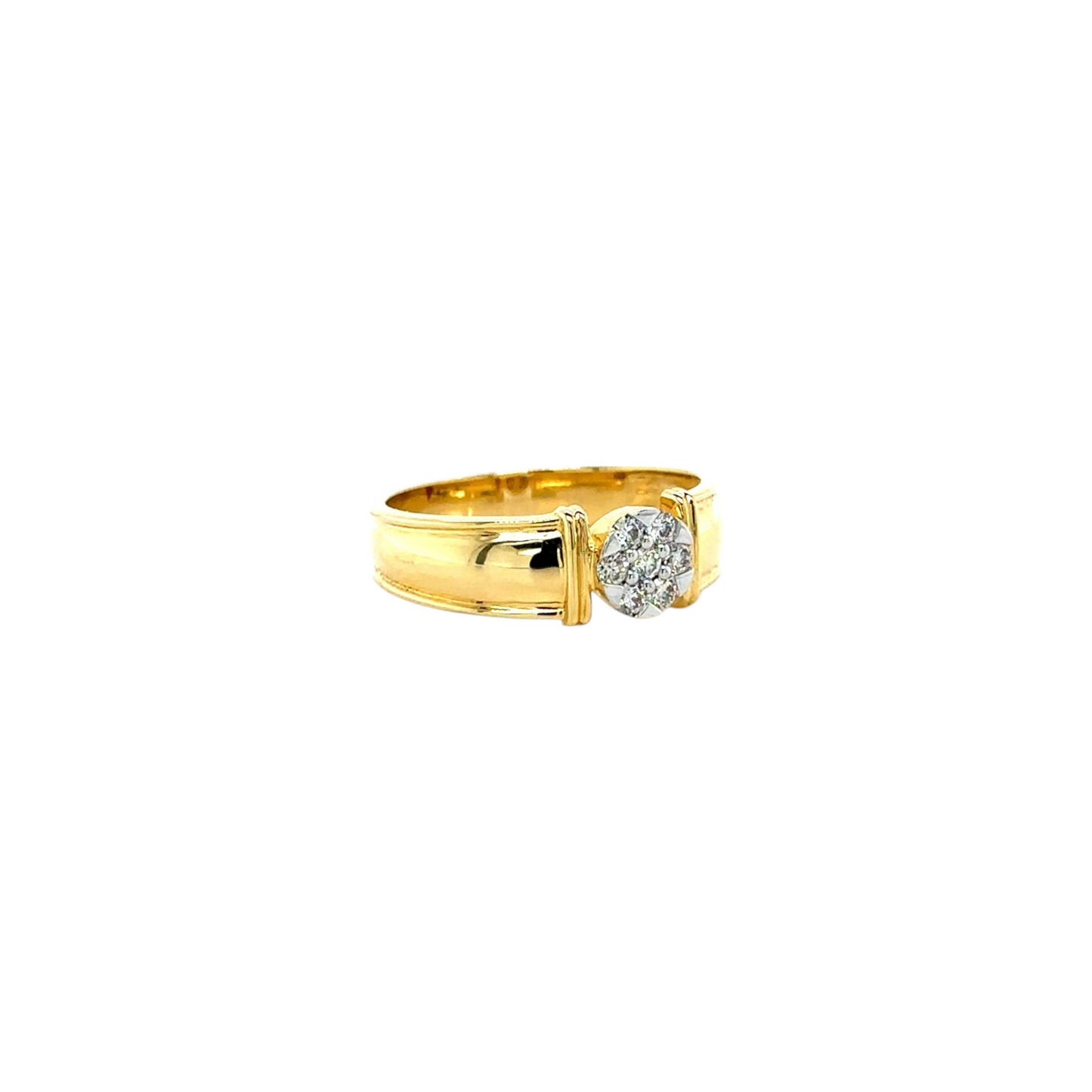 Classic Diamond Men's Ring with Polished Gold Band