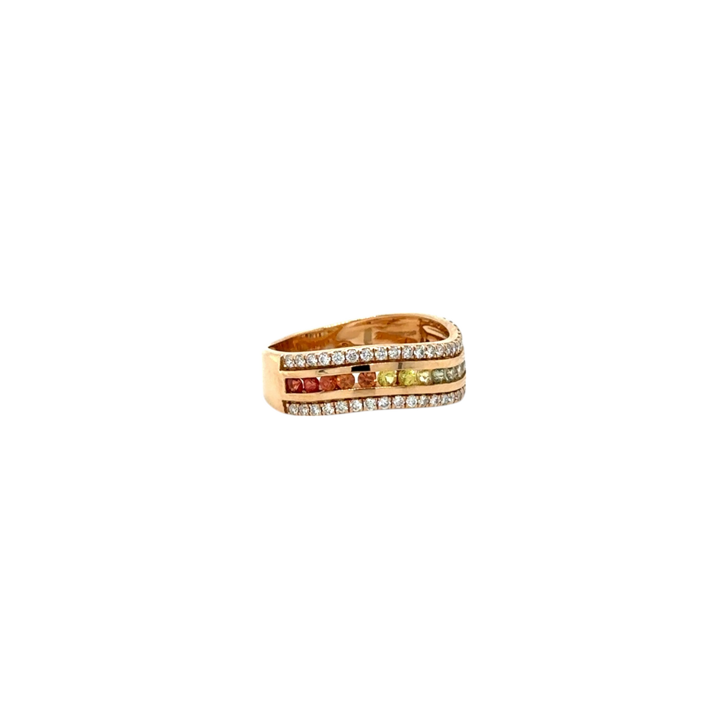 Rainbow Gemstone Band with Diamond Accents
