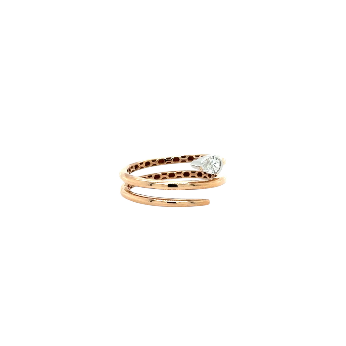 Elegant Pear-Cut Diamond Rose Gold Wrap Ring