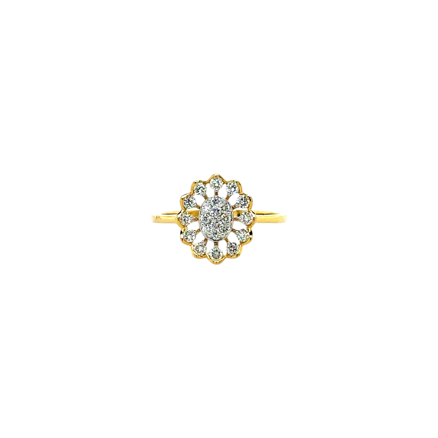 Dazzling Floral Diamond Ring in Gold Finish
