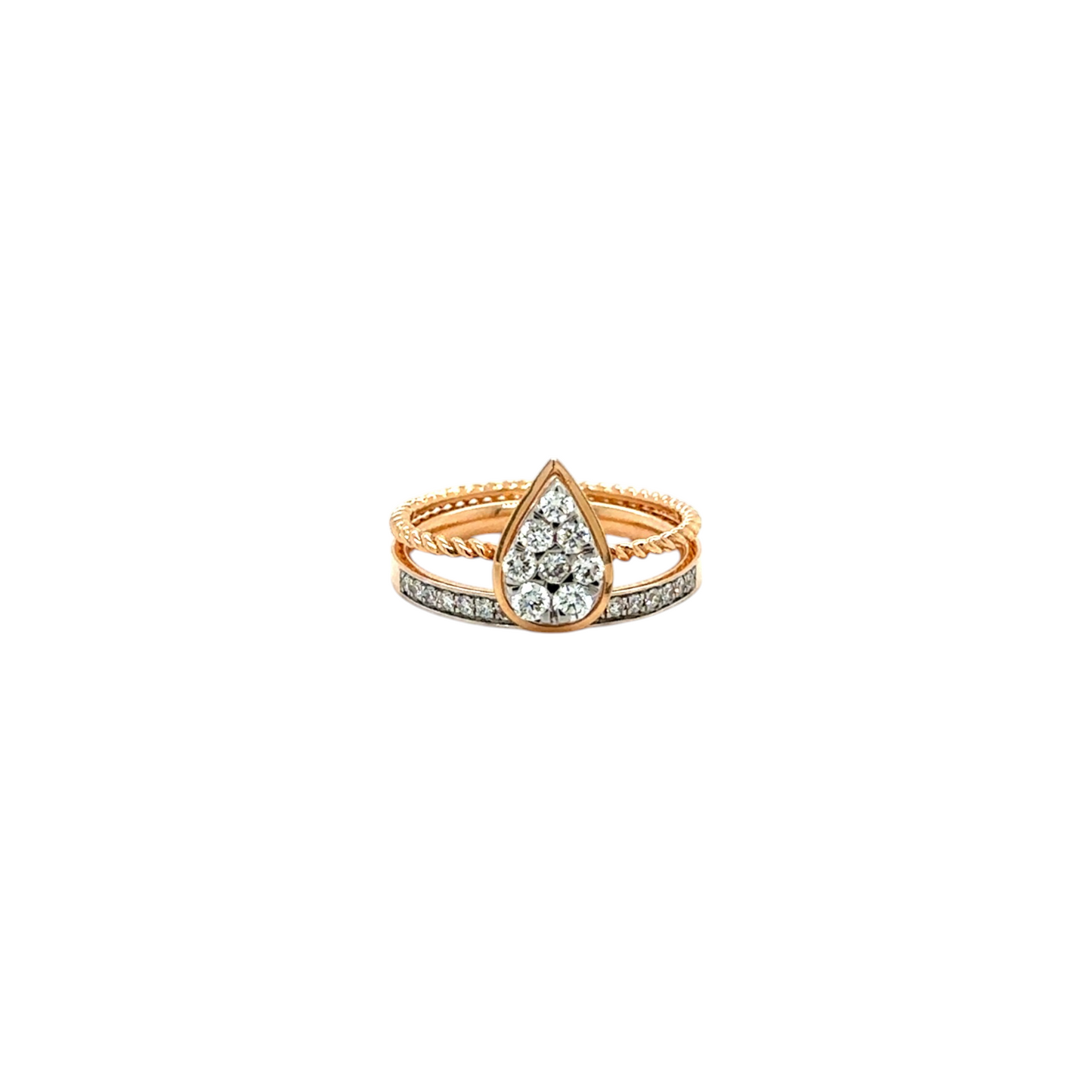Chic Diamond Stacking Rings with Pear-Cut Accent