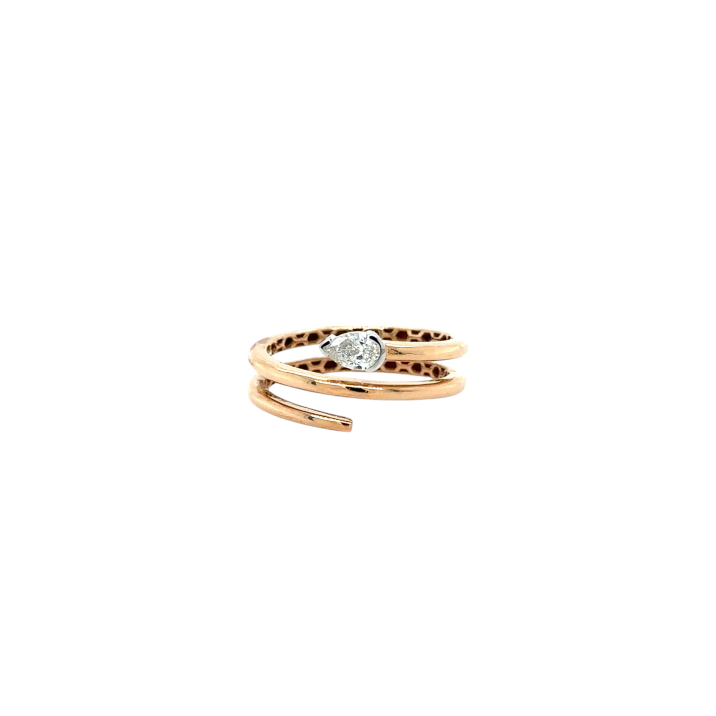Elegant Pear-Cut Diamond Rose Gold Wrap Ring