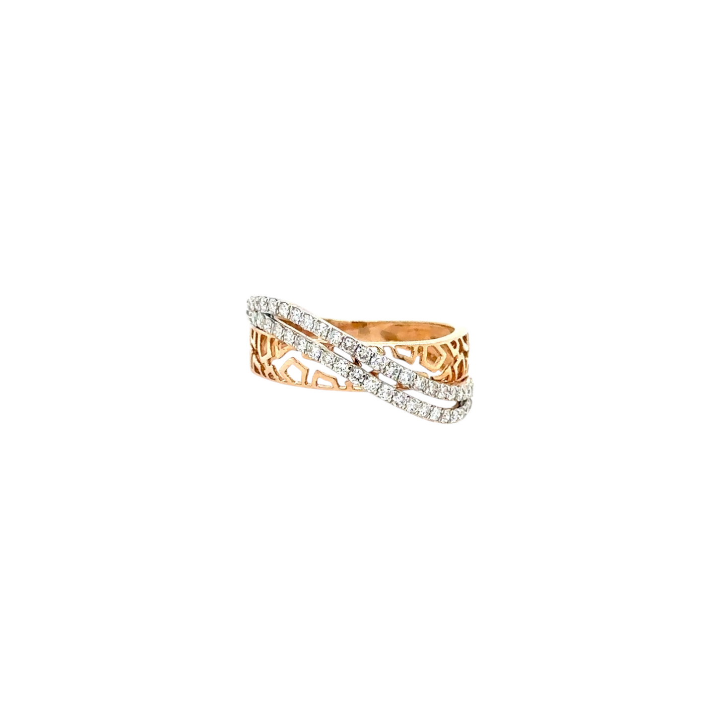 Intricate Diamond Crossover Ring