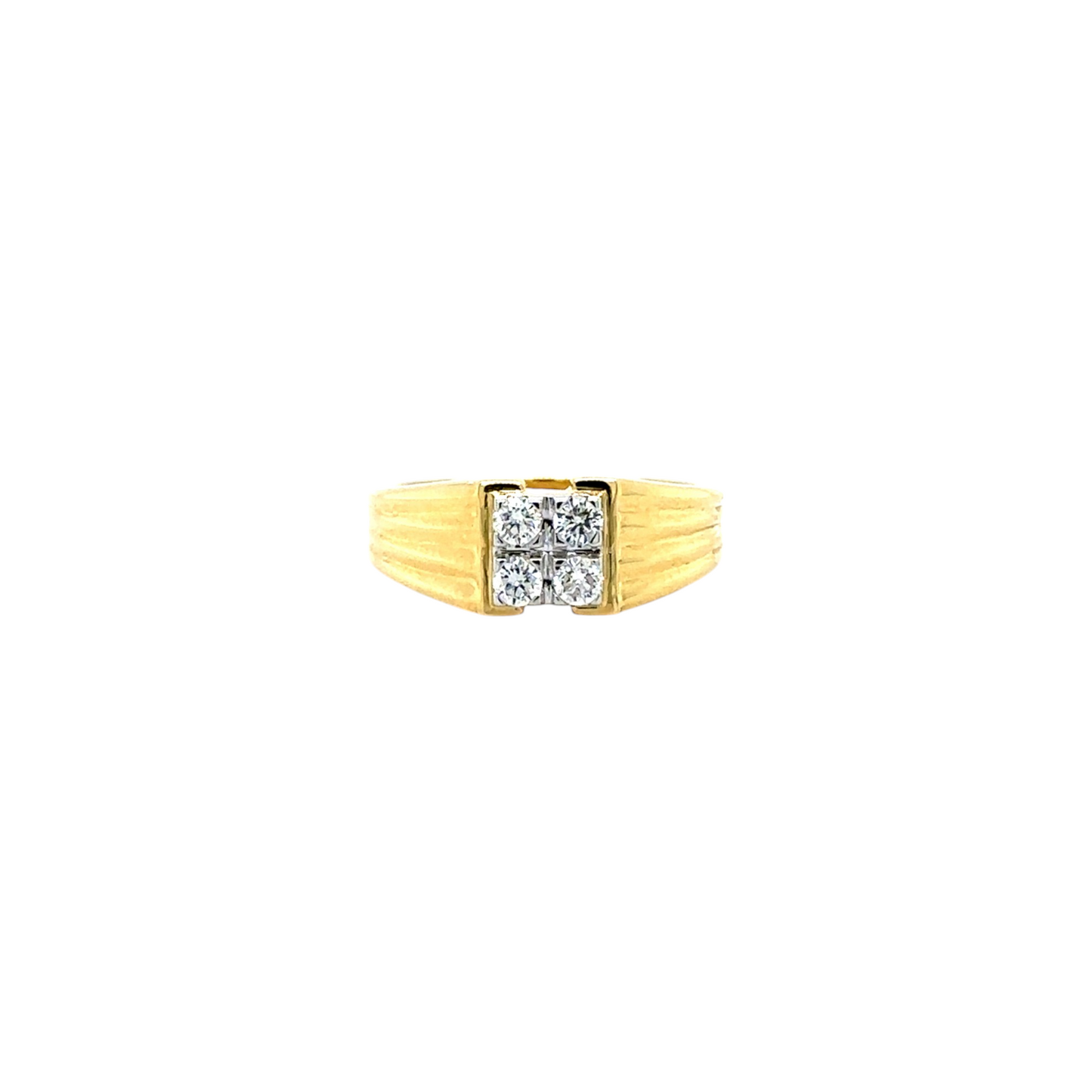 Bold Gold Men's Ring with Quad Diamond Setting