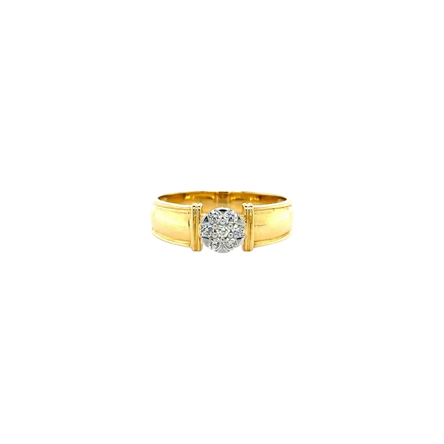Classic Diamond Men's Ring with Polished Gold Band
