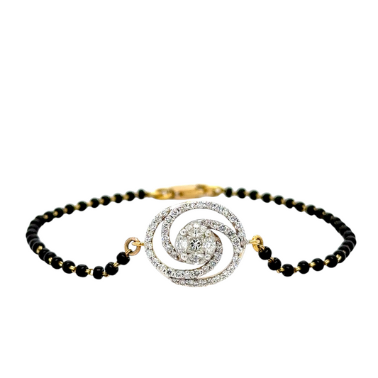 Modern Spiral Diamond Mangalsutra Bracelet