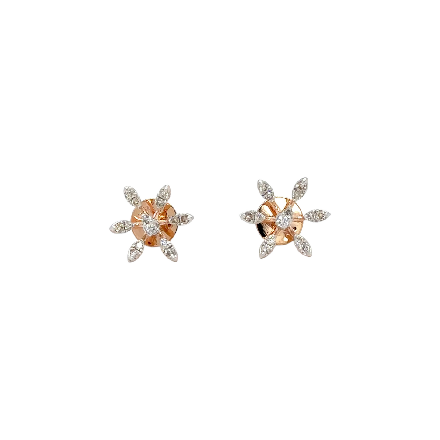 Dainty Floral Spark Diamond Stud Earrings