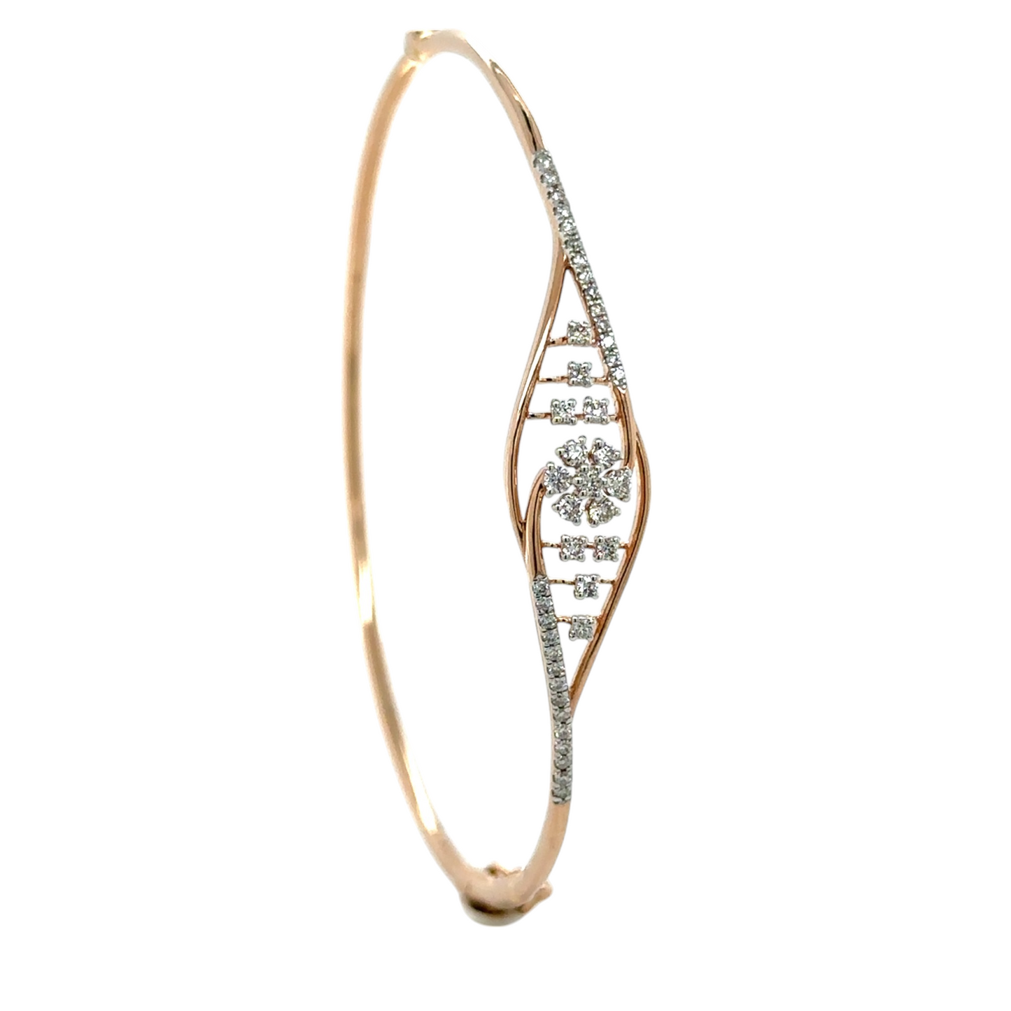 Graceful Rose Gold Diamond Floral Bracelet