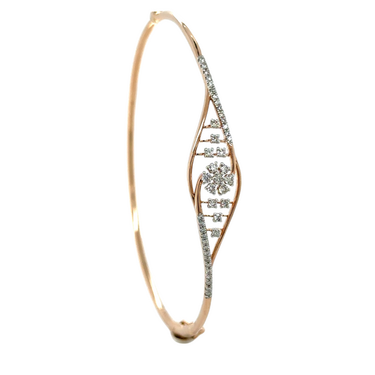 Graceful Rose Gold Diamond Floral Bracelet